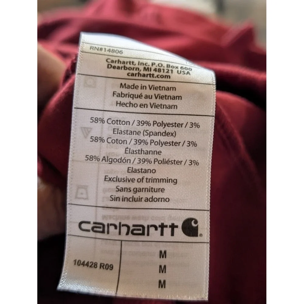 Carhartt Heavy Weight Thermal 1/4 Zip Pullover Men's M Red Relaxed Fit Pocket